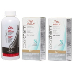 3.6oz) Wella Color Charm T28 Natural Blonde Permanent Liquid Hair Toner - T27+T27+ Dev (Vol. 20