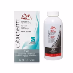 3.6oz) Wella Color Charm T28 Natural Blonde Permanent Liquid Hair Toner - T28 & Dev (Vol. 20