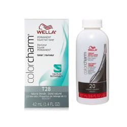 3.6oz) Wella Color Charm T28 Natural Blonde Permanent Liquid Hair Toner - T28 & Dev (Vol. 20