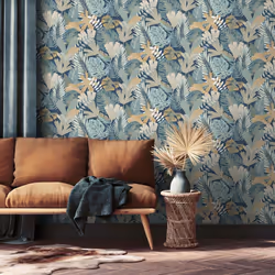 Eden Wallpaper Collection Khasi Jungle Blue Muriva M36901