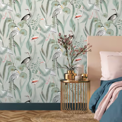 DUTCH WALLCOVERINGS Wallpaper Flamingo Mint Wall Covering Wallpaper Panel