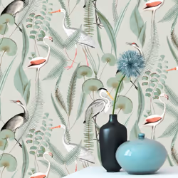 DUTCH WALLCOVERINGS Wallpaper Flamingo Mint Wall Covering Wallpaper Panel