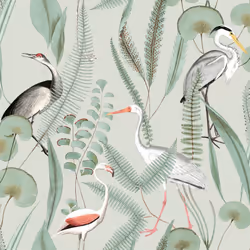 DUTCH WALLCOVERINGS Wallpaper Flamingo Mint Wall Covering Wallpaper Panel