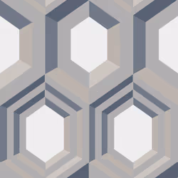 Galactik Wallpaper Hexagon Muriva - Cream/Blue