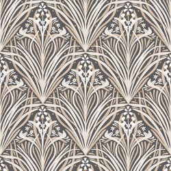Elegance Bellflower Wallpaper Charcoal / Cream Muriva M66109