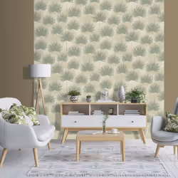 Odyssee Wallpaper Collection Calypso Green and Cream Muriva L93304