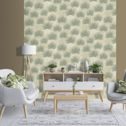 Odyssee Wallpaper Collection Calypso Green and Cream Muriva L93304