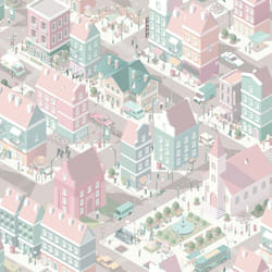 My Kingdom City Life Pink & Teal Muriva L97603