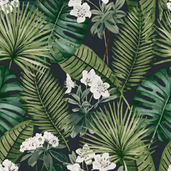 DUTCH WALLCOVERINGS Wallpaper Eden Black and Dark Green Wall Covering Panel