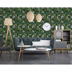 DUTCH WALLCOVERINGS Wallpaper Eden Black and Dark Green Wall Covering Panel