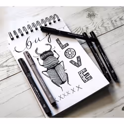 PIN Black Felt Tip Pen Fineliners, Water and Fade-Resistant Ink, Ideal for Architects, Sketching, Scrapbooking, Outlining, Journaling, Art, Technical