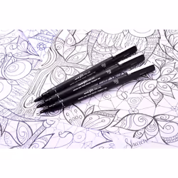 PIN Black Felt Tip Pen Fineliners, Water and Fade-Resistant Ink, Ideal for Architects, Sketching, Scrapbooking, Outlining, Journaling, Art, Technical