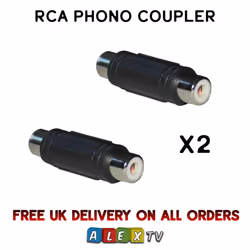 2 x RCA Phono Coupler Joiner Female Plug AV Audio Video Connector Adaptor