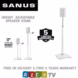 SANUS WSSE1A1 White Single Height-Adjustable Speaker Stand For Sonos Era 100