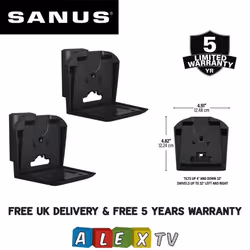 SANUS WSWME32 Adjustable Speaker Wall Mounts For Sonos Era 300 Black Pair