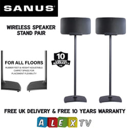 SANUS WSS52 Black Pair Fixed Height Speaker Stands For Sonos Five or PLAY:5