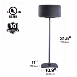 SANUS WSS52 Black Pair Fixed Height Speaker Stands For Sonos Five or PLAY:5