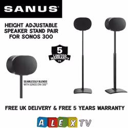 SANUS WSSE3A2 Black Pair Height-Adjustable Speaker Stands for Sonos Era 300