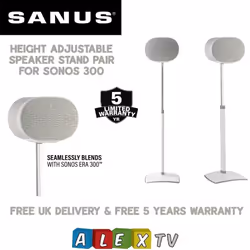 SANUS WSSE3A2 White Pair Height-Adjustable Speaker Stands for Sonos Era 300