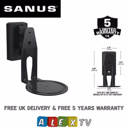 Sanus WSWME11 Adjustable Speaker Wall Mount For Sonos Era 100, Black Single