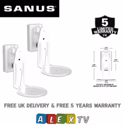 Sanus WSWME12 Adjustable Speaker Wall Mount For Sonos Era 100, White Pair