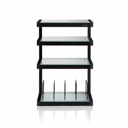 Norstone ESSE Black HiFi Rack 4 Frosted Shelf with Vinyl Storage AV Hi-Fi Stand