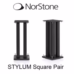 Norstone Stylum Square Pair of Speaker Stands 60cm Satin Black Heavy Duty Stands