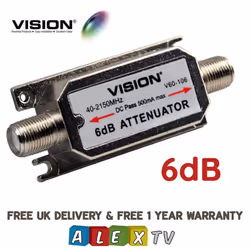 Vision V60-106 In Line Attenuator 6dB F-Type connection for IRS / MATV System