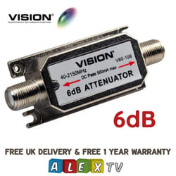 Vision V60-106 In Line Attenuator 6dB F-Type connection for IRS / MATV System