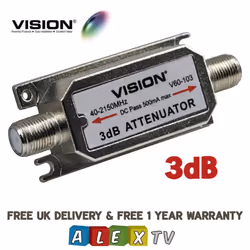 Vision V60-103 In Line Attenuator 3dB F-Type connection for IRS / MATV System