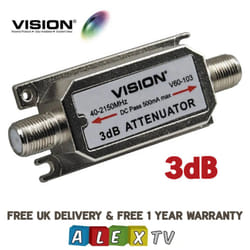 Vision V60-103 In Line Attenuator 3dB F-Type connection for IRS / MATV System