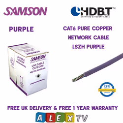 305m Samson CAT6 Copper LSZH PURPLE Internal Network Cable HDBaseT Certified