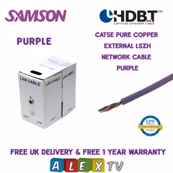 305m Samson CAT5E Copper LSZH PURPLE Internal Network Cable HDBaseT Certified