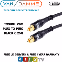 Van Damme VDC Toslink Plug to Plug Optical Cable Range 0.25m in Black