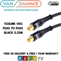 Van Damme VDC Toslink Plug to Plug Optical Cable Range 0.25m in Black