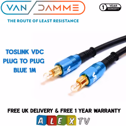 Van Damme VDC Toslink Plug to Plug Optical Cable Range 1 Metre in Blue