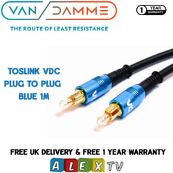 Van Damme VDC Toslink Plug to Plug Optical Cable Range 1 Metre in Blue