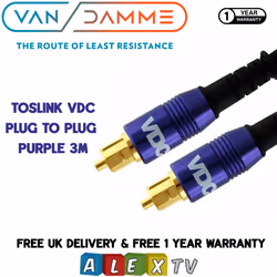 Van Damme VDC Toslink Plug to Plug Optical Cable Range 3 Metres in Purple