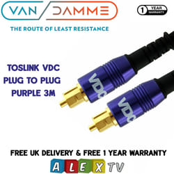 Van Damme VDC Toslink Plug to Plug Optical Cable Range 3 Metres in Purple