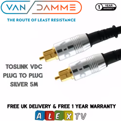 Van Damme VDC Toslink Plug to Plug Optical Cable Range 5 Metres in Silver