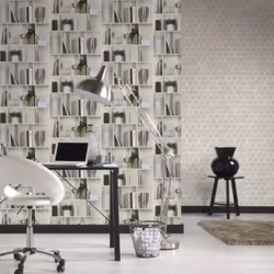 AS Creation Vintage Wooden Shelf Bookcase Wallpaper Contemporary Paste The Wall