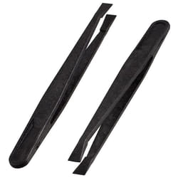sourcingmap 2 Pcs 93301 Black Plastic Anti Static Flat Tip Tweezers Tool 4.5" Long