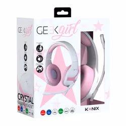 Konix Geek Girl Crystal Headset Wired Head-band Gaming Pink, White
