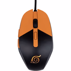 Konix Naruto Gaming Mouse, Ambidextrous, Optical, USB Type-A, 3600 DPI, Black, Orange