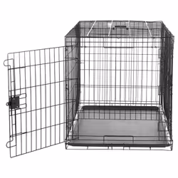 Amazon Basics XL Metal Dog Crate/Cage with Tray, Durable and Foldable Dog Cage with Double Door, Black, Extra Large 107cm (42")