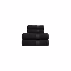 Amazon Basics 4 Piece Fade resistant bath towel set for bathroom, 100% Cotton soft and absorbent, 2 Bath + 2 Hand Towels, Bla ...