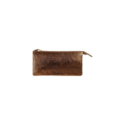 - Ref 410048C - Kleo-Pathra' Leather Large Flat Pocket With 2 Compartments - 22 x 11cm, Made From Genuine Lambskin Leather, Metal Zip With Leather