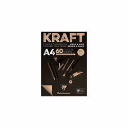 Ref 975818C Kraft Black and Brown Paper Pad 60 Sheets A4 210 x 297mm 90gsm Acid Free pH Neutral One Side Brown One Side Black
