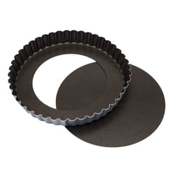 Matfer Bourgeat Exopan Fluted Tart and Quiche Pan with Removable Bottom  9 1/2"""" Diameter  Dark Gray