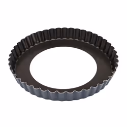 Matfer Bourgeat Exopan Fluted Tart and Quiche Pan with Removable Bottom  9 1/2"""" Diameter  Dark Gray